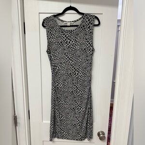 DVF black and white snakeskin patterned sleeveless dress